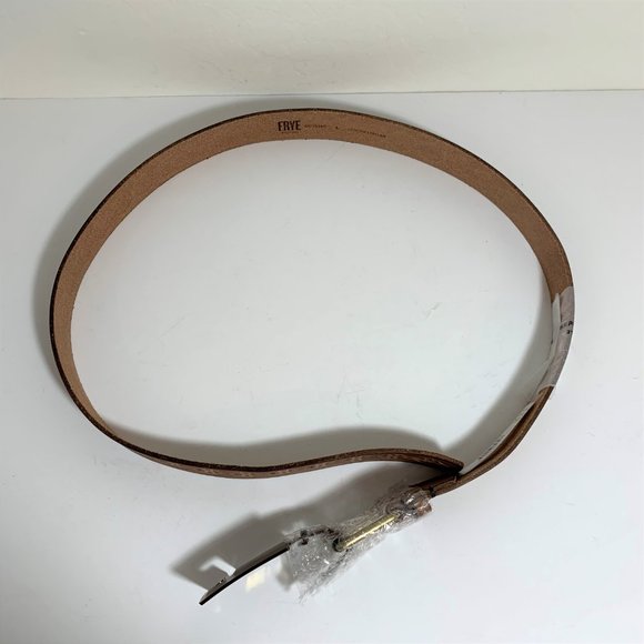 Frye Embellished Leather Buckle Belt Tan Gold Size Large NEW - Picture 4 of 9